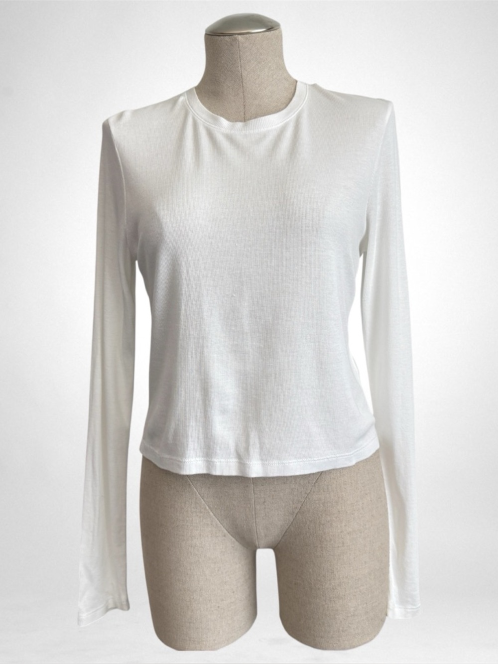 Rag & Bone Ribbed Long Sleeve Tee | White | Size L